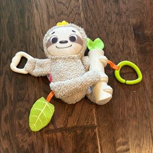 Fisher Price Plush Sloth Baby Toy with Green and White Accents